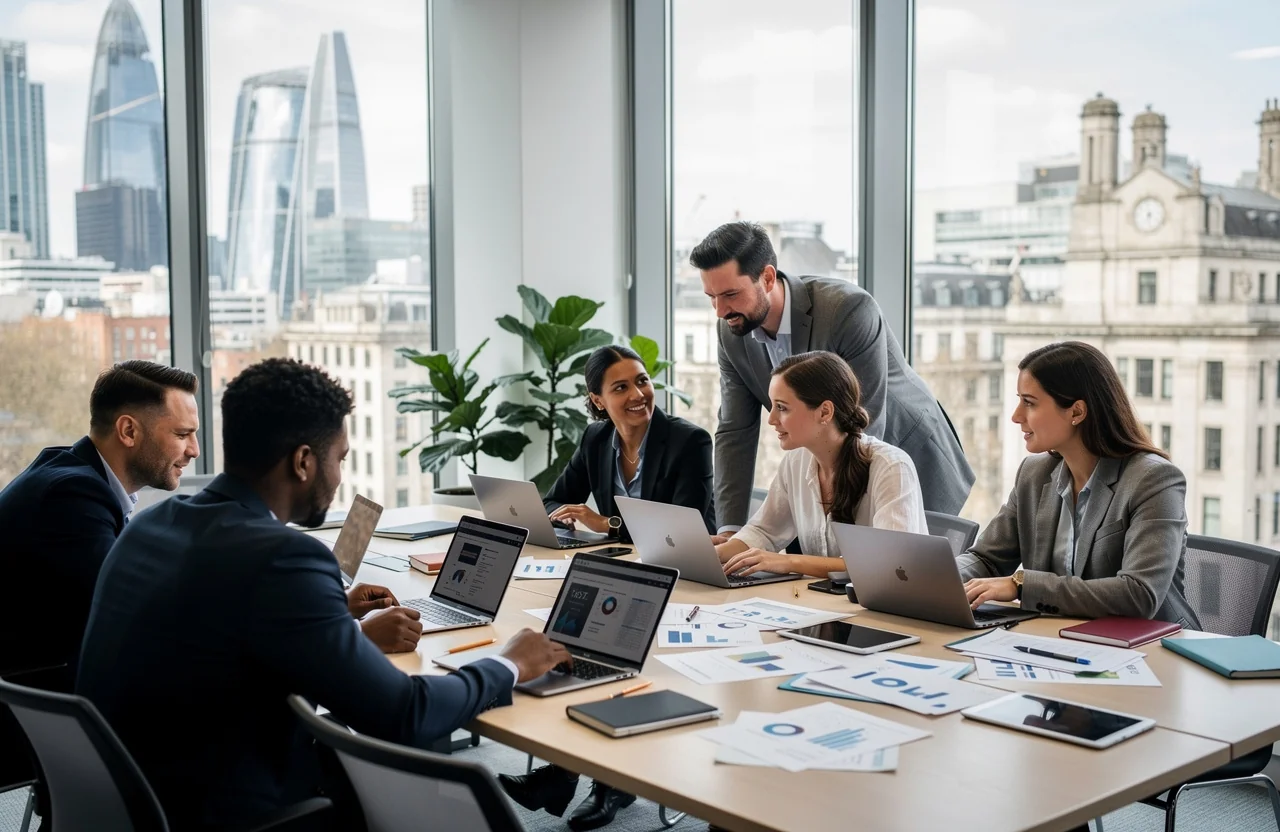 L'équipe Création Société Londres au travail